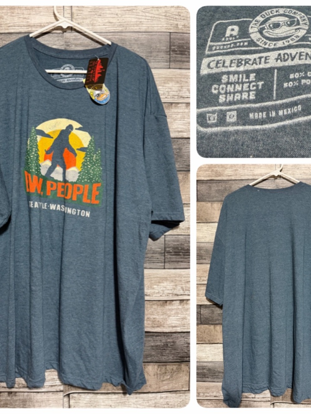 The Duck Company Bigfoot T Shirt Men’s 3XL Blue Ew People Graphic Tee